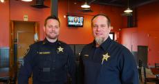 Police officers enjoying lunch at Charkie's Restaurant in Carol Stream
