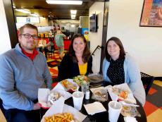 Friends enjoying lunch at Craving Gyros in Lake Zurich
