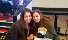 Sisters enjoying lunch at Craving Gyros in Lake Zurich