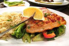 Delicious salmon dinner at Johnny's Kitchen and Tap Restaurant