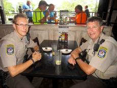 Naperville officers enjoying quick lunch at Draft Picks Sports Bar in Naperville
