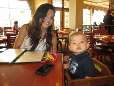 Mom and son enjoying breakfast at Egg Haven Pancakes & Cafe in DeKalb