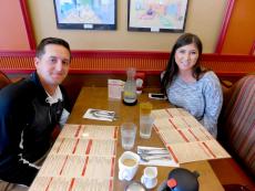 Couple enjoying lunch at Georgie V's Pancakes & More in Northbrook