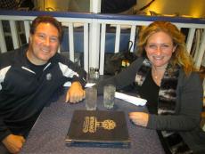 Couple enjoying dinner at Mykonos Greek Restaurant in Niles