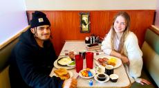 Couple enjoying breakfast at Niko's Breakfast Club in Romeoville