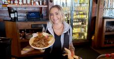 Serving the famous Gyros at Niko's Tavern in Elgin