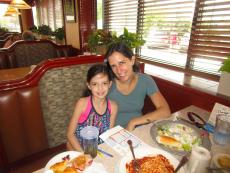 Mom & daughter enjoying lunch at Omega Restaurant & Pancake House in Downers Grove