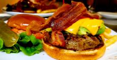 The famous bacon cheeseburger at Rose Garden Cafe in Elk Grove Village